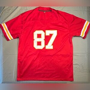 Travis Kelce #87 Red/Yellow Jersey Stitched Numbers & Name Size XL Short Sleeve